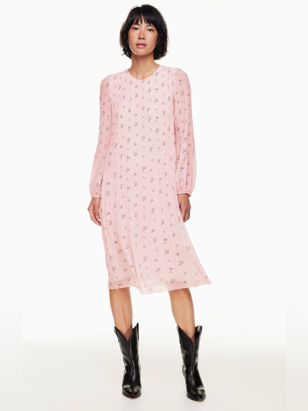 ARITZIA Wilfred Daydreamer Pink Floral Long-Sleeve Midi Dress